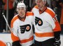 Flyers Giroux celebrates his goal against the New York Rangers during their NHL hockey game in New York